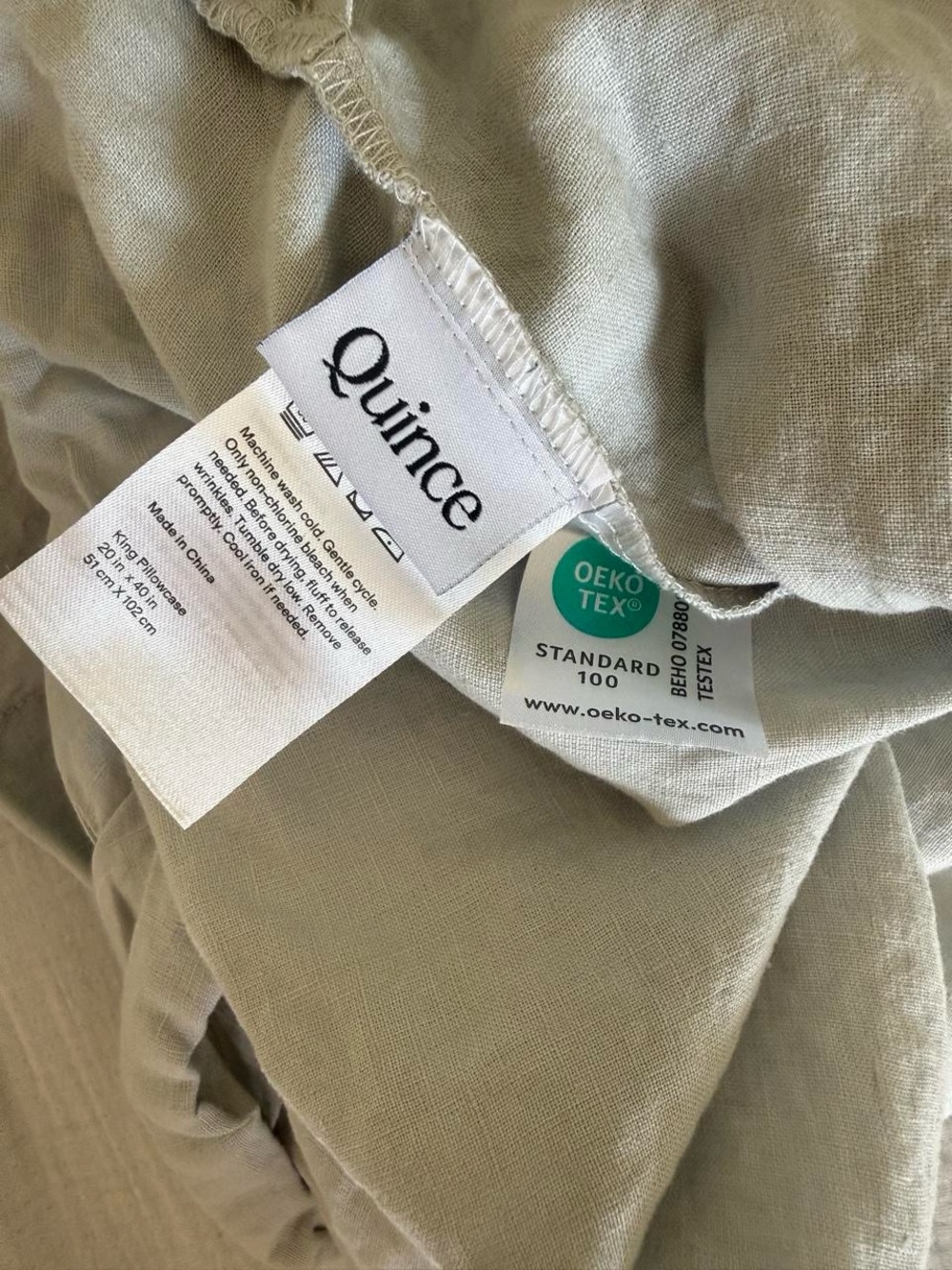 Split king Quince European linen sheet set in mist 214 retail - Picture 4 of 8